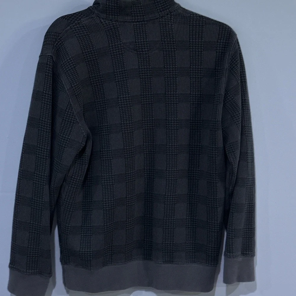 Lands' End Men's Black and Gray Zip Up Sweater
